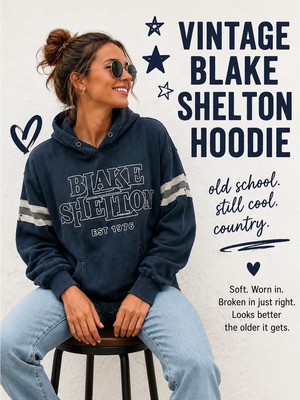 Vintage Blake Shelton Distressed Hoodie Faded Country Sweatshirt Size M